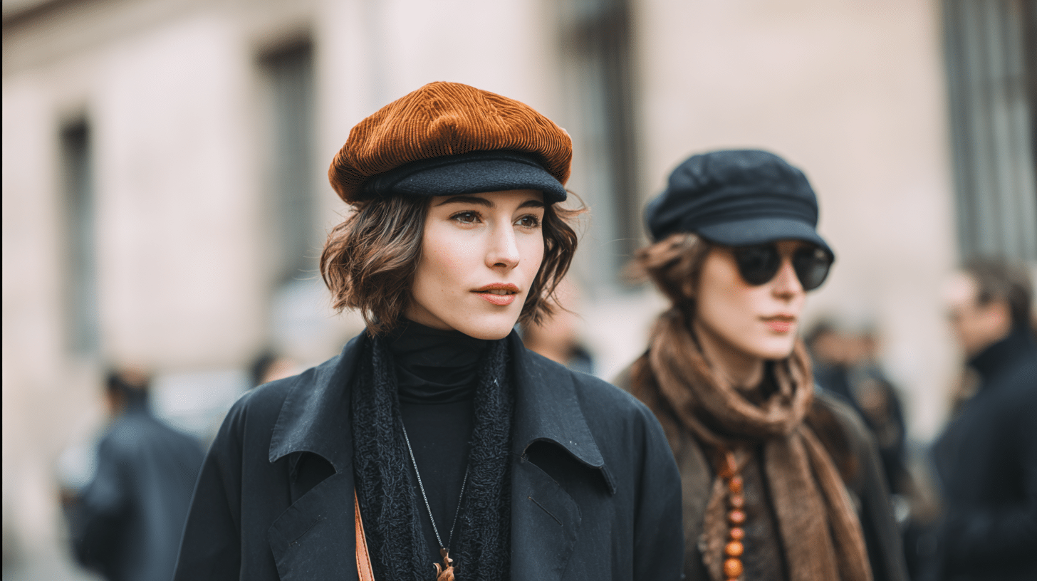 Brown Hat + Black Outerwear